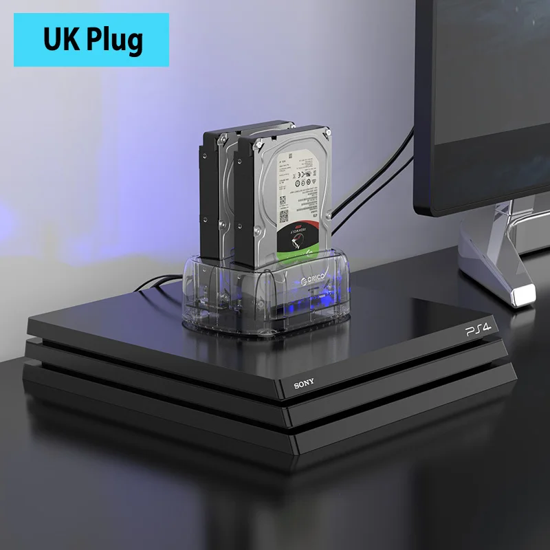 ORICO Dual Bay 2 порта USB3.1 type-C HDD чехол внешний 2,5 3,5 PC жесткий диск Док-станция с автономным клоном HDD корпус - Цвет: UK Plug