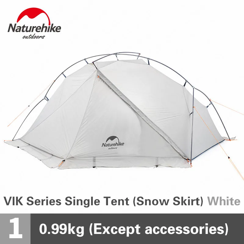 White-Snow Skirt Naturehike палатка 930 г серии VIK палатка 20D силиконовый нейлоновый алюминиевый полюс Сверхлегкий Тент Открытый 1 человек палатки NH18W001-K - Цвет: White-Snow Skirt