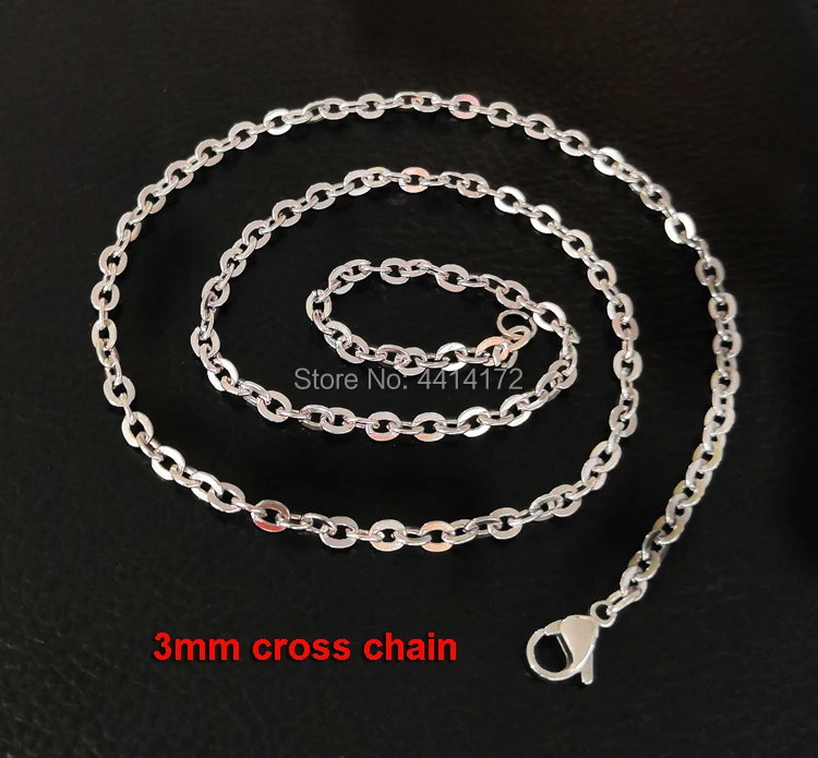 

Wholesale high quality 3mm cross chains stainless steel necklaces men women's sweater chains jewelries free shipping 50pcs