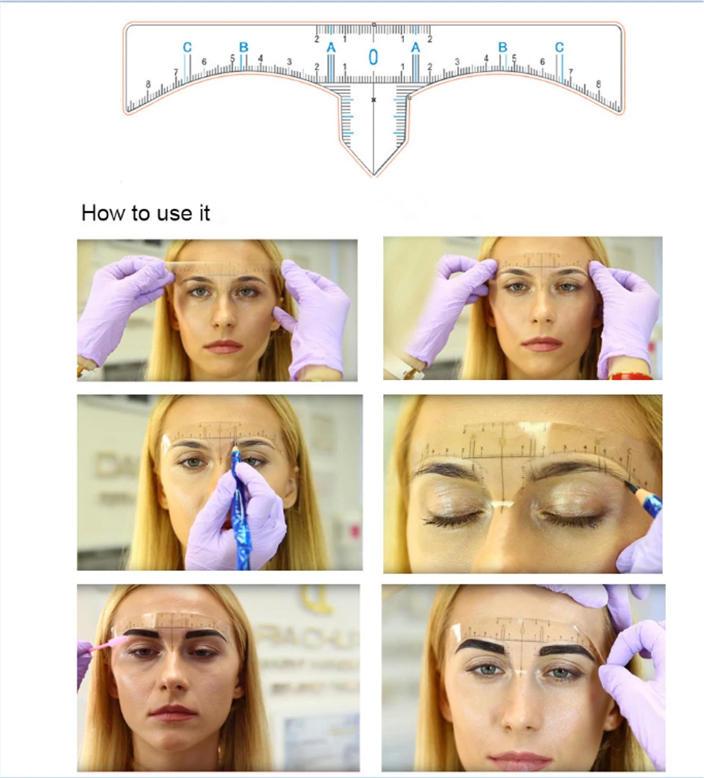 10pcs Disposable Semi Permanent Eyebrow Ruler EyeBrow Measure Tool Guide Microblading Calliper Stencil Makeup | Красота и здоровье