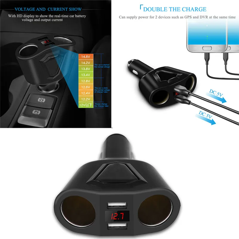 Новый дополнительный цвет 120W 3.1A двойной USB Автомобильное зарядное устройство и 2