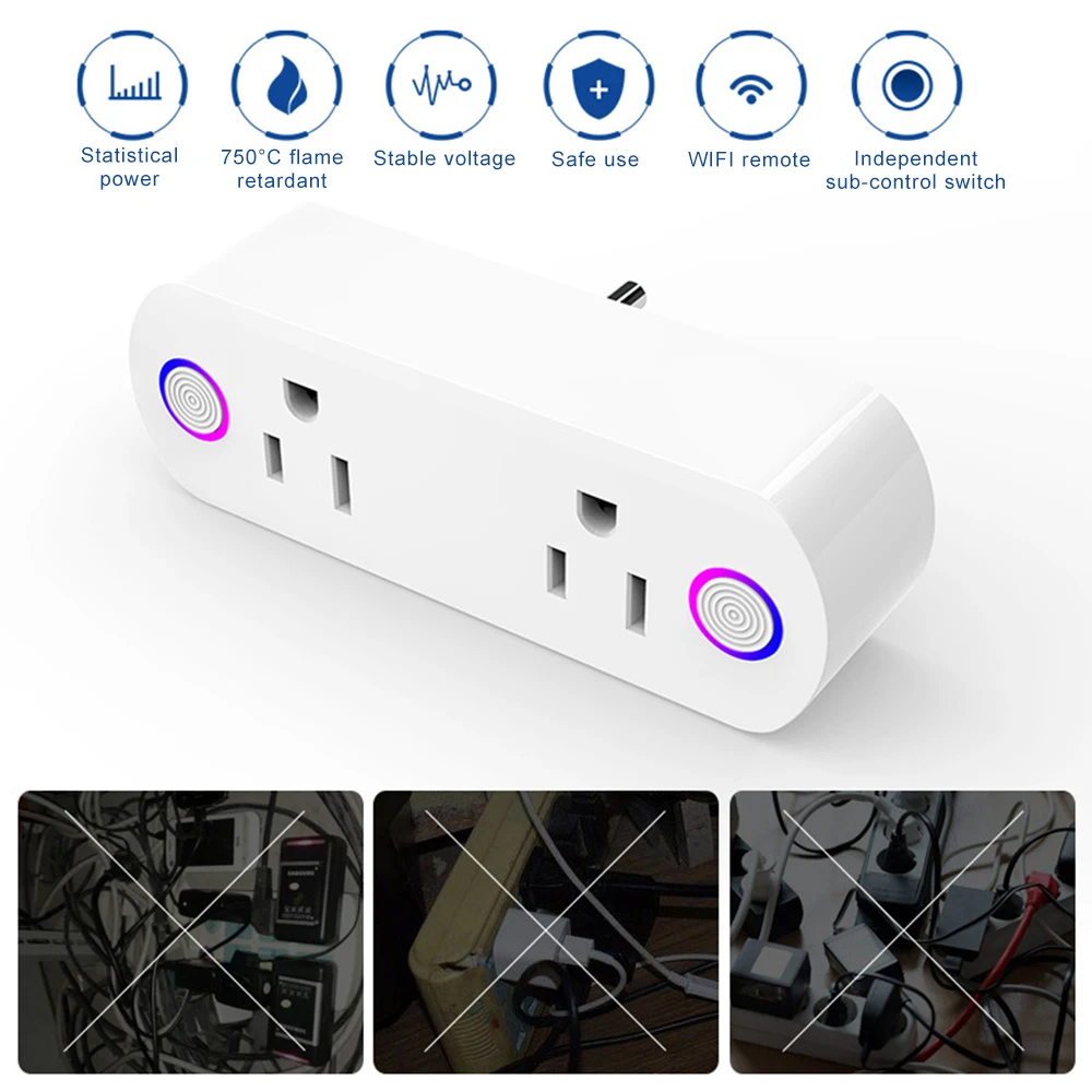 Умный Wifi сетевой фильтр, защита от перенапряжения, несколько розеток питания, 4 порта USB, голосовое управление для Amazon Echo Alexa, Google Home, таймер