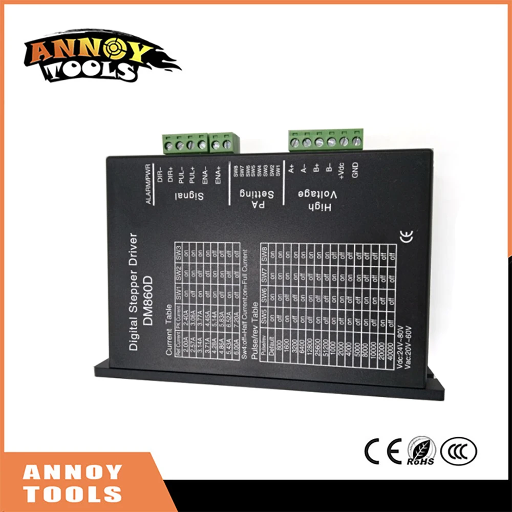 Бесплатная доставка DM860 Шаговые двигатели водитель 2 фазы 32bit DSP 24 80vdc 2.4 7.2a 200 кГц