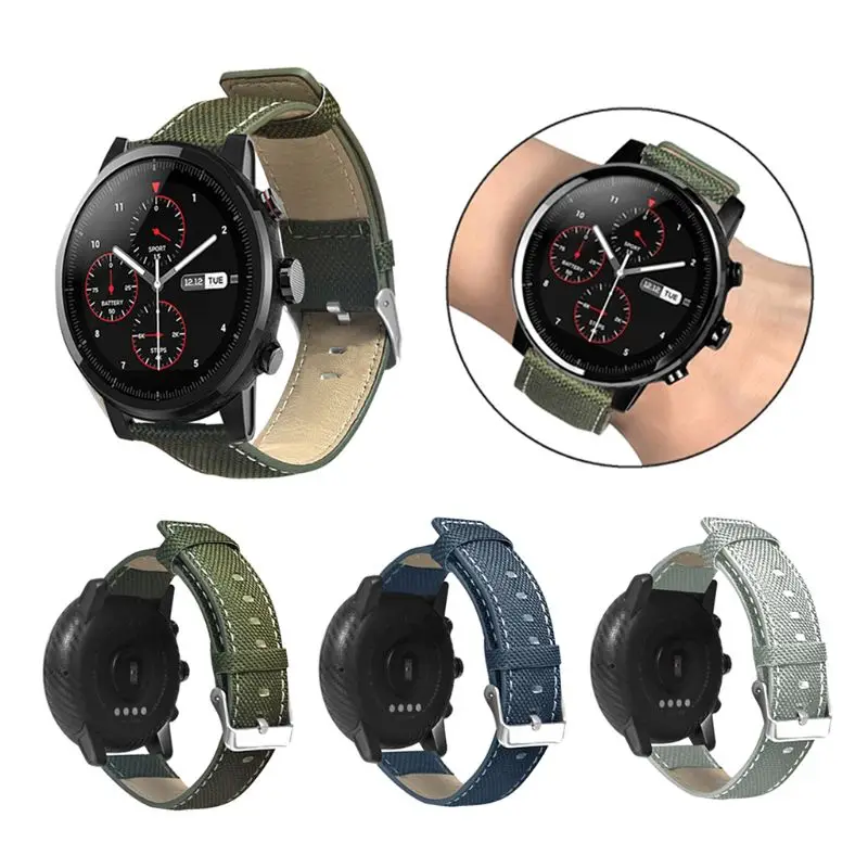 Прочный тканевый кожаный ремешок для наручных часов Замена Xiaomi Huami AMAZFIT Stratos 2 S/Pace