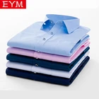 Мужская классическая рубашка с длинными рукавами, брендовая размера плюс, однотонная Офисная Рабочая одежда, весна 2019