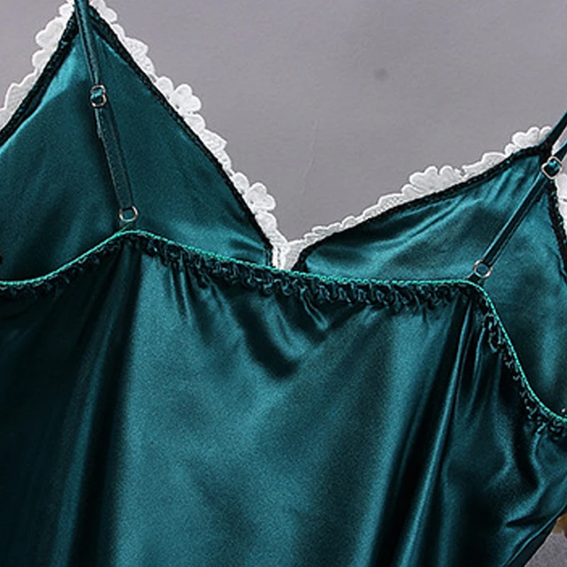 Drop Ship Sexy Condole Belt Knickers Home Wears Bosom Mat Wear Night Two Suit Taste Newly Lady Imitate Real Silk Pajama | Женская одежда
