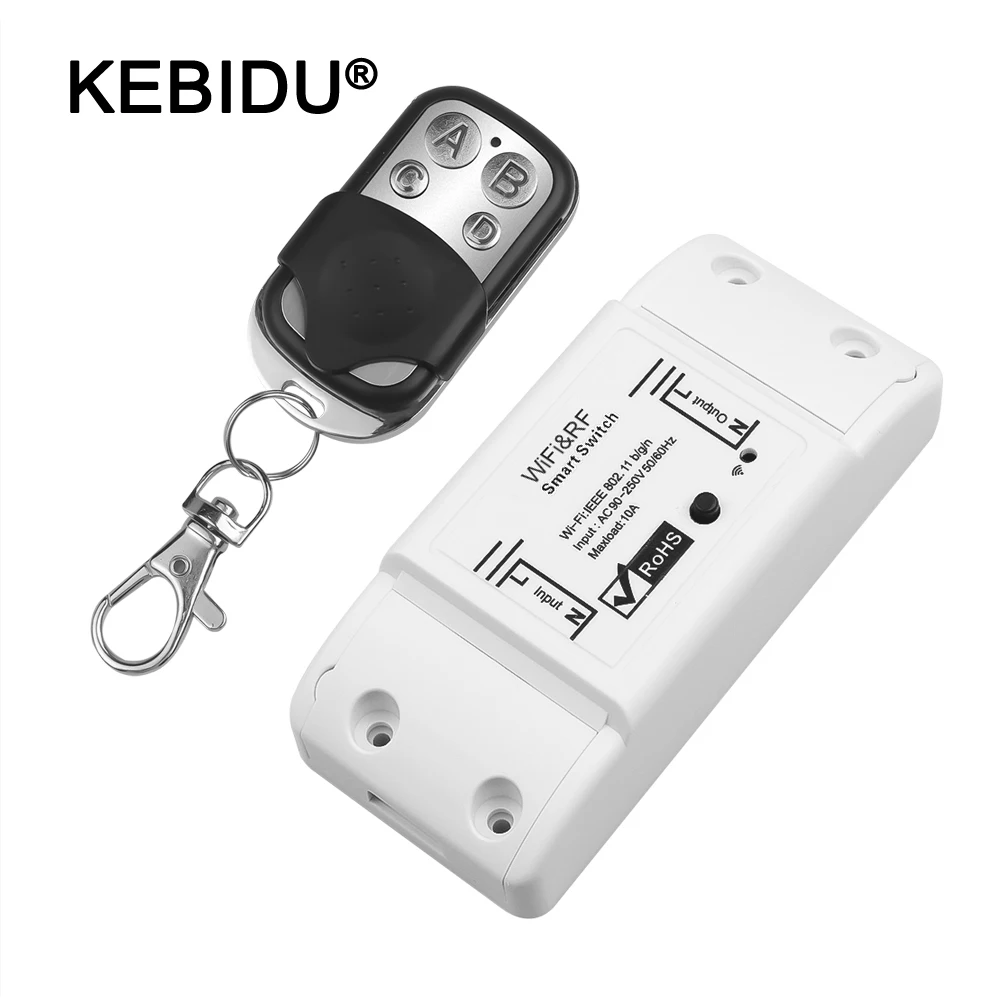 

KEBIDU RF Receiver Wifi Wireless Light Switch Remote 433mhz Control With Controller Smart 10A 220V Wifi RF Switch Wifi Switcher