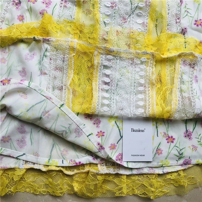 Bazaleas Франция кружево выдалбливают летнее платье Винтаж Тонкий праздник vestidos