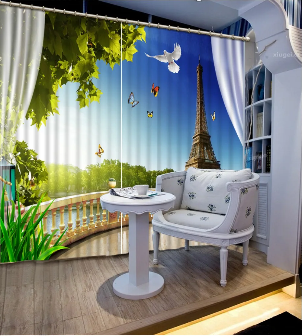 balcony curtains 3D Blackout Curtains For Living room Bedding tower scenery cutain | Дом и сад