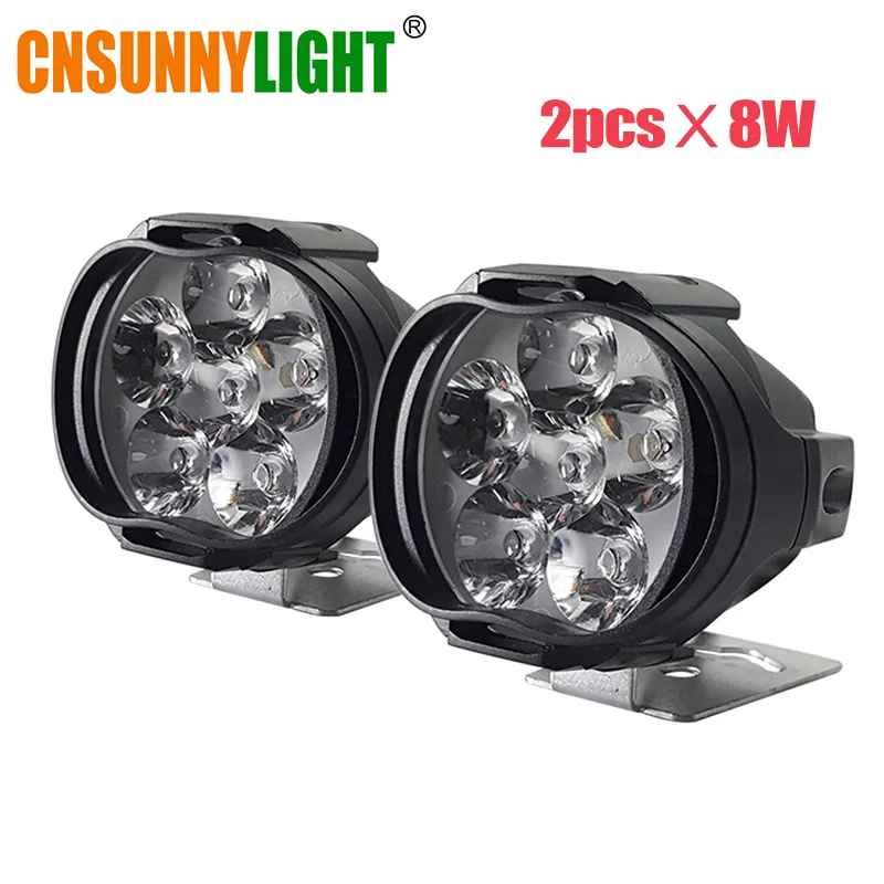2 pcs 8W CNSUNNY светодиодный светильник для автомобиля, рабочий головной светильник, автомобильная Рабочая лампа для вождения, пикапы для грузовиков, внедорожный противотуманный DRL светильник для мотоциклов, велосипедов, точечный светильник - Цвет: 2 pcs 8W