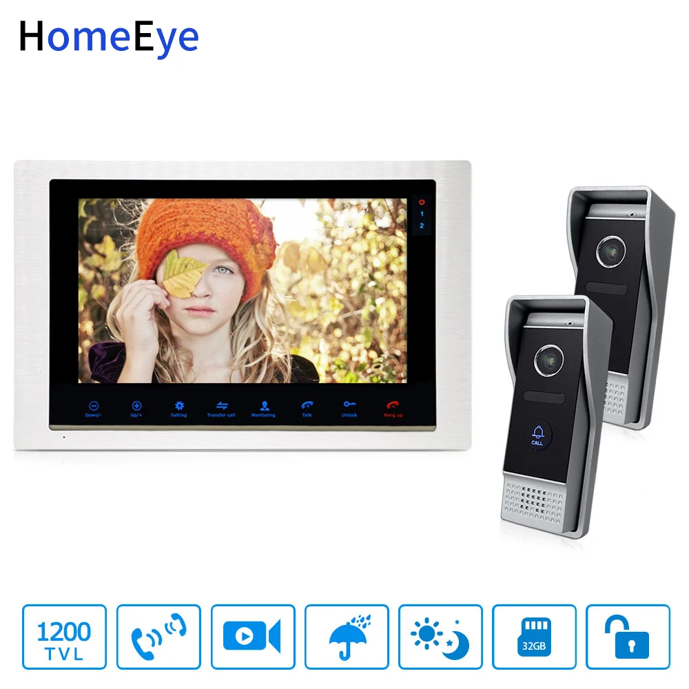 Видеодомофон HomeEye 2-1 дюйма 1200 ТВЛ сенсорная кнопка экранное меню инфракрасная