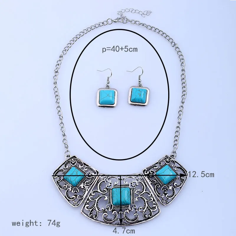 LZHLQ большой модный ретро геометрический сплав полый синтетический синий камень