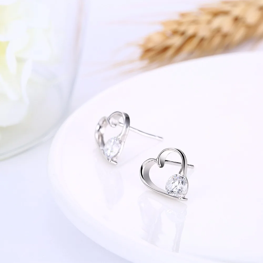 Женские серьги-гвоздики с сердечками Ann &amp Snow из стерлингового серебра 925 пробы