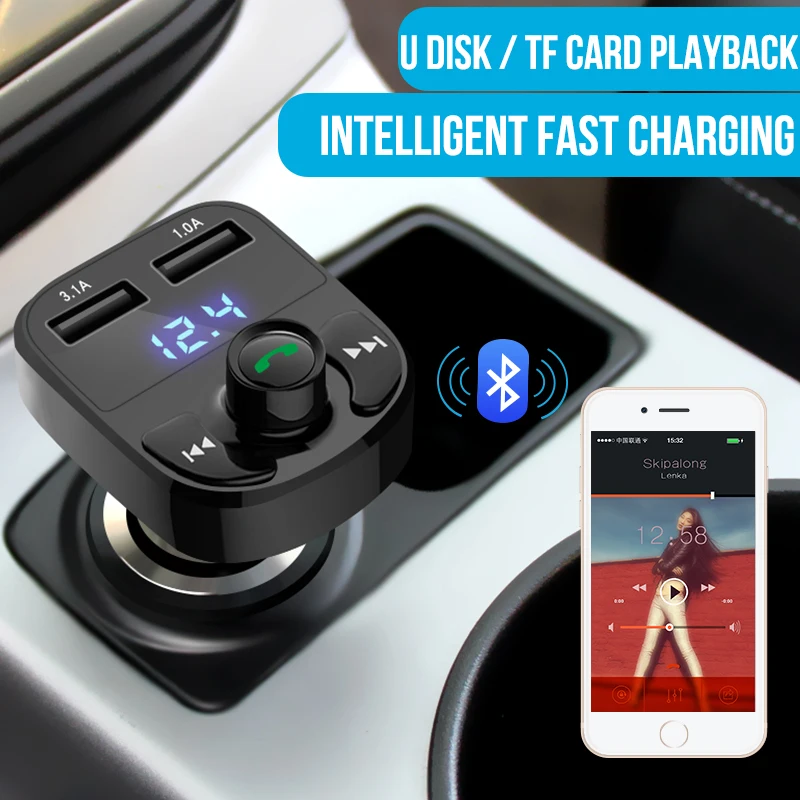 Vehemo 12 V-24 V Dual USB Автомобильное зарядное устройство Bluetooth автомобильный набор, свободные руки, MP3 FM стерео Универсальный Автомобильный громкой связи