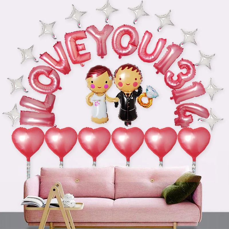 Aluminum Foil Balloon Wedding Engagement Propose Marriage Valentine's Day Room Background Wall Decoration Balloons | Дом и сад