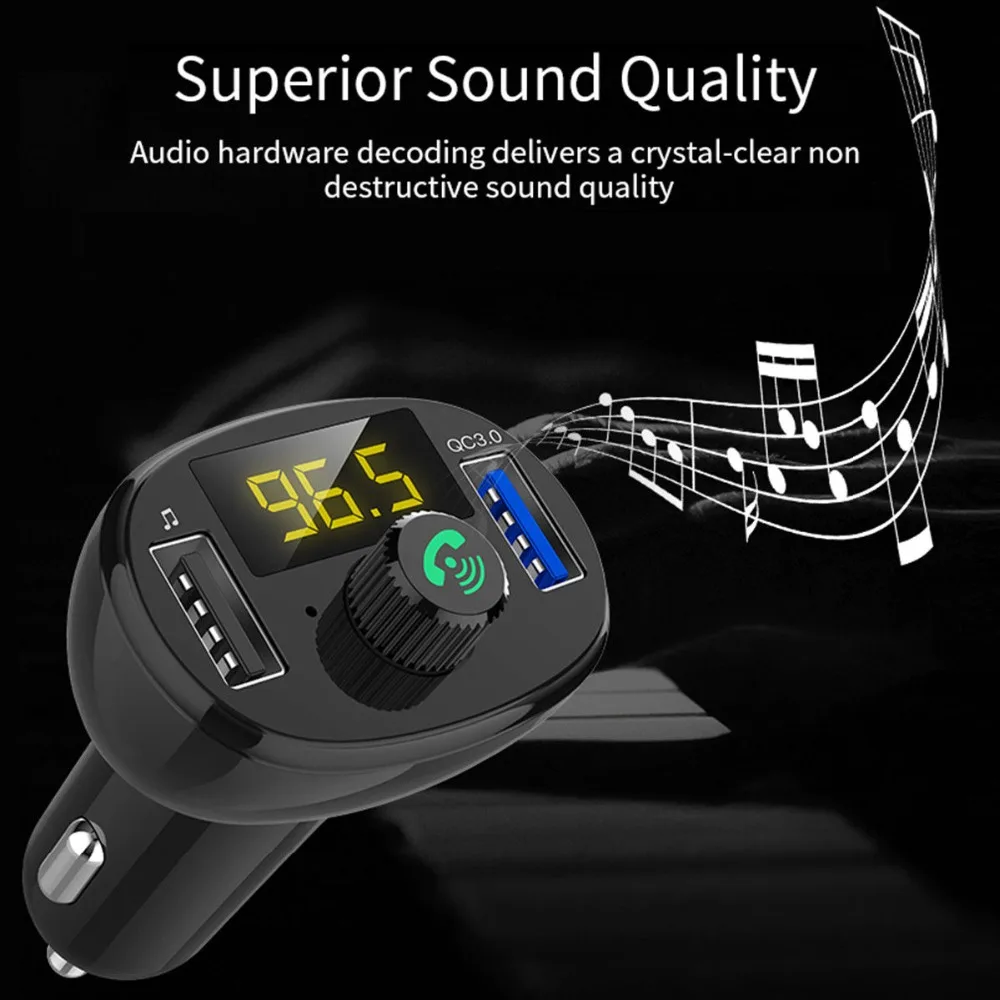 Auto Dual USB Fast-loading Hand-free Vehicle-mounted Bluetooth Car Charger FM Transmitter Adapter MP3 Player Quick Charge | Автомобили и