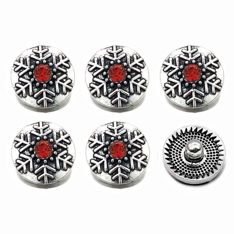 Модная металлическая кнопка 063 в виде снежинки с кристаллами 3D 12 мм для браслета