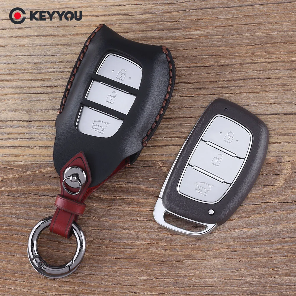 KEYYOU натуральная кожа чехол для автомобильного ключа Hyundai iX20 Solaris HB20 Veloster Accent Elantra SR