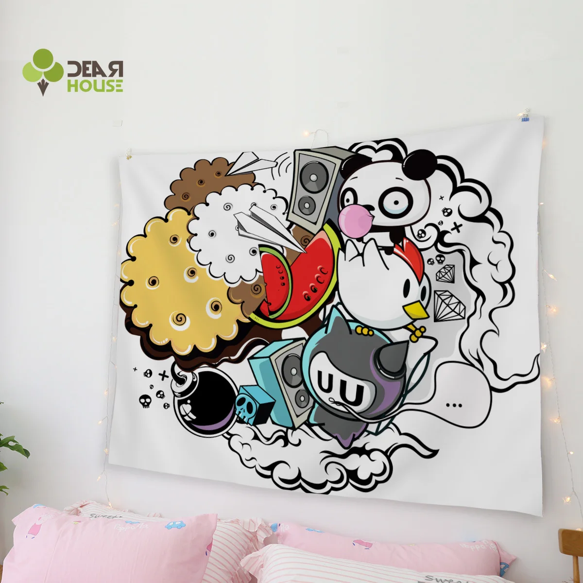 Dearhouse мультфильм Граффити искусство настенный Декор гобелены Настенный Ковер на стену с рисунком занавеска постельное белье полотенце бросок шарф лист морщин-стойкий