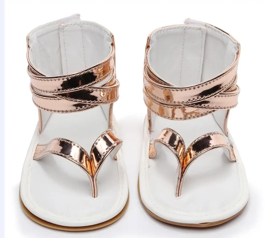 rosegold Модные детские сандалии летние Мокасины для малышей Нескользящая жесткая подошва шлепанцы детская обувь 0-24 м - Цвет: rosegold