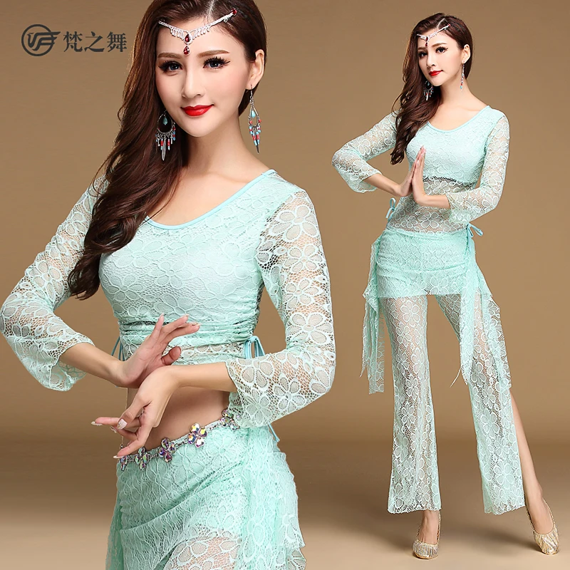 

Belly Dance Leotard Practice Clothes Indian Dance Clothes 2017 Newest Lace Female 3-Piece Suit Spring and Summe