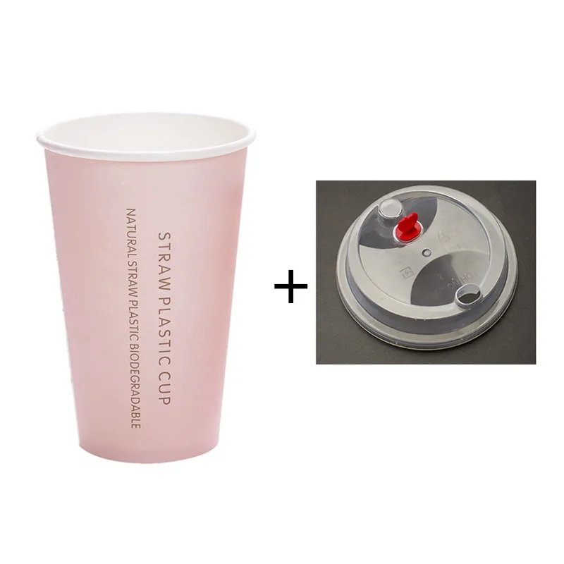 cup and lid 50 шт. розовая Одноразовая чашка для чая вечерние на день рождения свадебные сувениры креативные холодные и бумажные стаканчики для напитков кофе чай Упаковка кружки с крышками - Цвет: cup and lid