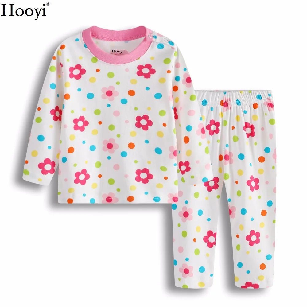 

Hooyi Floral Baby Girl Pajamas Suit Infant Sleep Set 100% Cotton Soft Top Quality Newborn T-Shirt Pant Children Clothes Jumpsuit