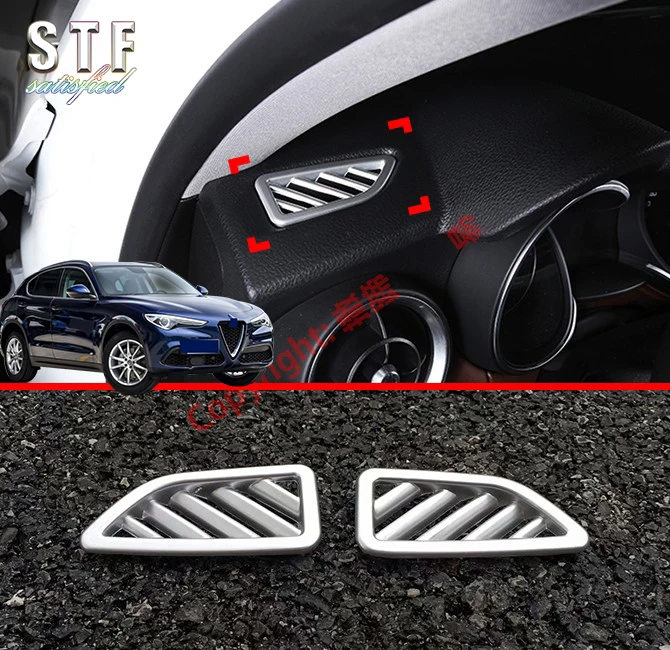 

ABS Pearl Chrome Interior Upper Air-Condition Vent Outlet Cover Trim For Alfa Romeo Stelvio 2017 2018 2019