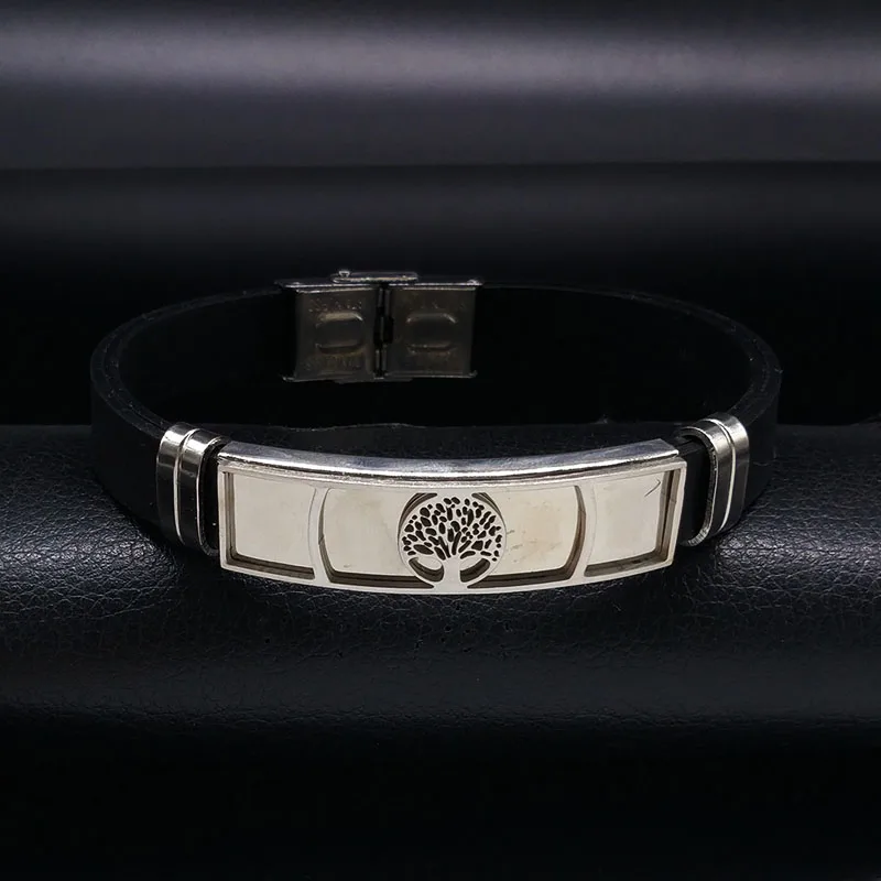 2019 силиконовый резиновый Серебряный цветной браслет для мужчин Дерево жизни из