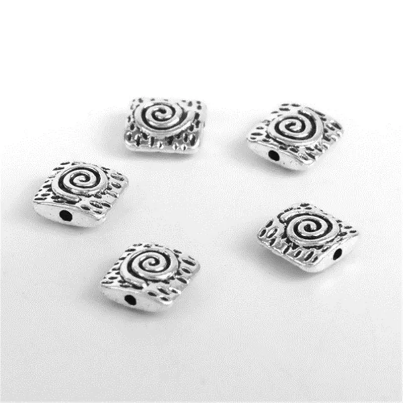 DoreenBeads цинковая основа искусственный квадратный серебряный цвет спиральный