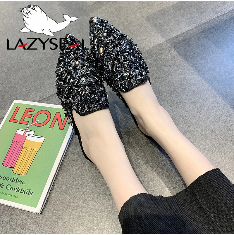 LazySeal/женские тапочки с острым носком; шлепанцы с кристаллами; женские роскошные Тапочки; женские шлепанцы; женская обувь для улицы; женские шлепанцы