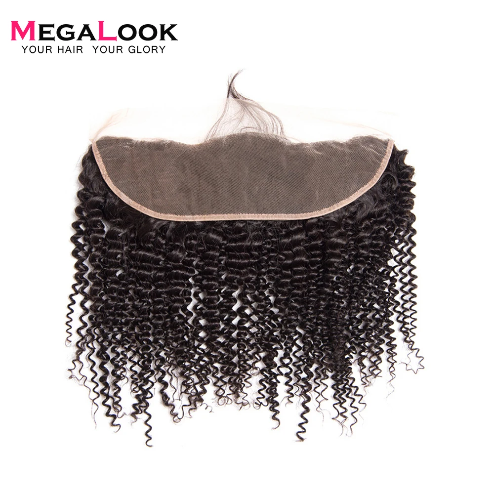 Megalook бразильские кудрявые 13X4 кружевные фронтальные 100% Remy Предварительно