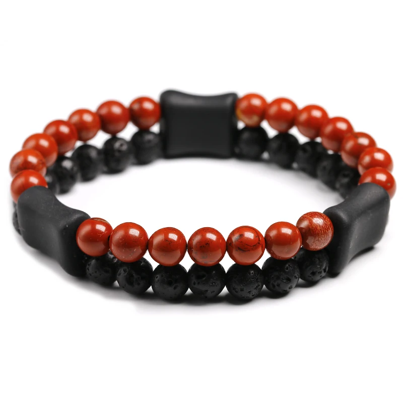 Природный лавовый камень мужской браслет бусы матовый оникс браслеты мужские