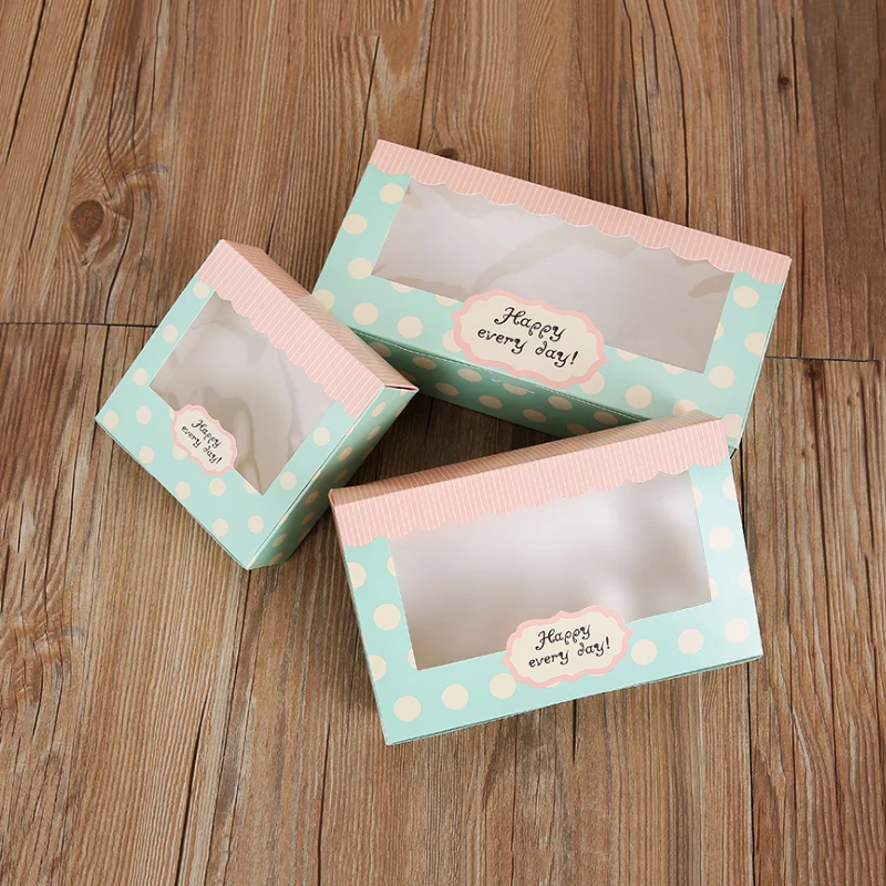 10 шт./лот коробка для торта из крафт-бумаги с ПВХ окном печенья кекса упаковочная