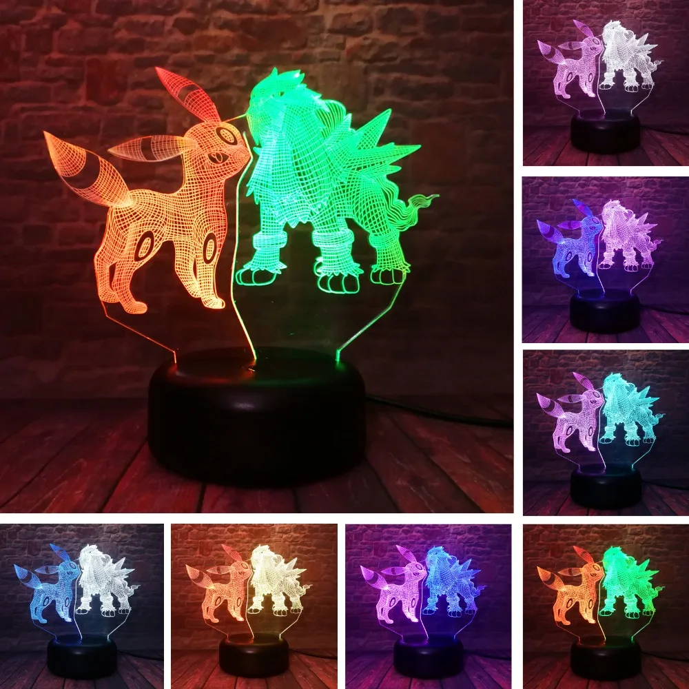 Покемон го 3D фигурка Umbreon Pokeball Bulbasaur Fire Dragon Valor Mystic 7 цветов Изменение ночник детские подарки