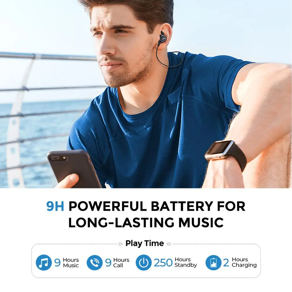 Наушники Mpow S11 APTX Bluetooth 5 0 магнитные IPX7 водонепроницаемые 9 часов проигрывания CVC6.0