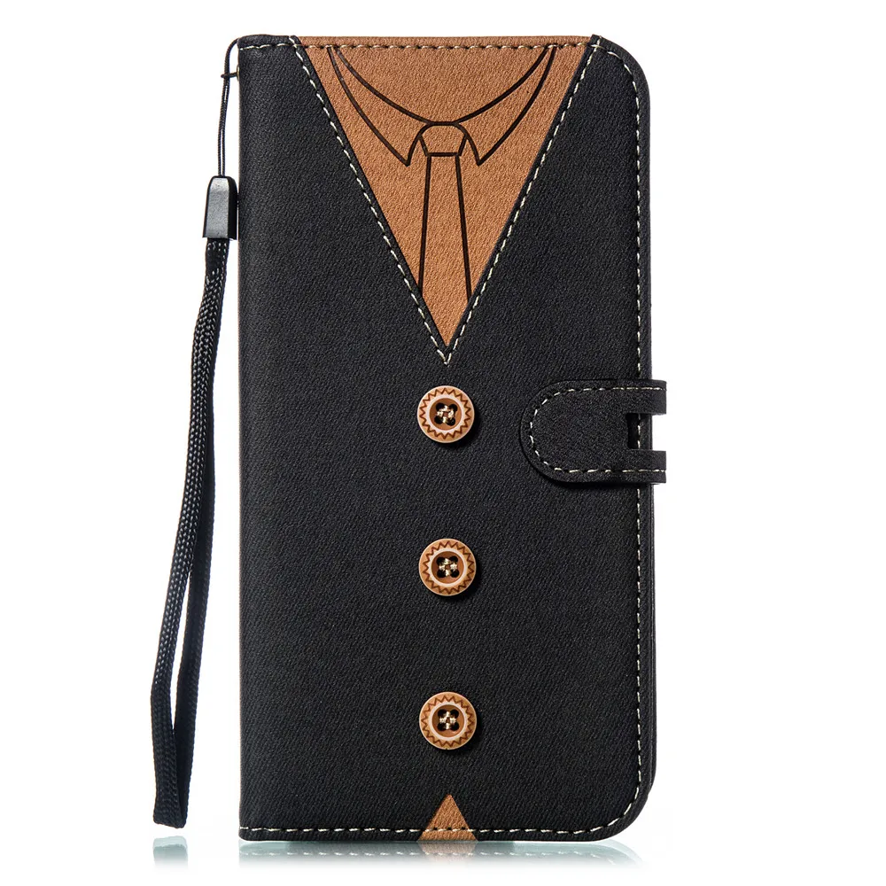 Black Necktie Стильная перекидная книжка чехол для телефона для samsung Galaxy A3 A5 A6 A8 A7 A9 S8 S9 S10 Lite Plus с галстук-бабочка с карманом для карт - Цвет: Black Necktie