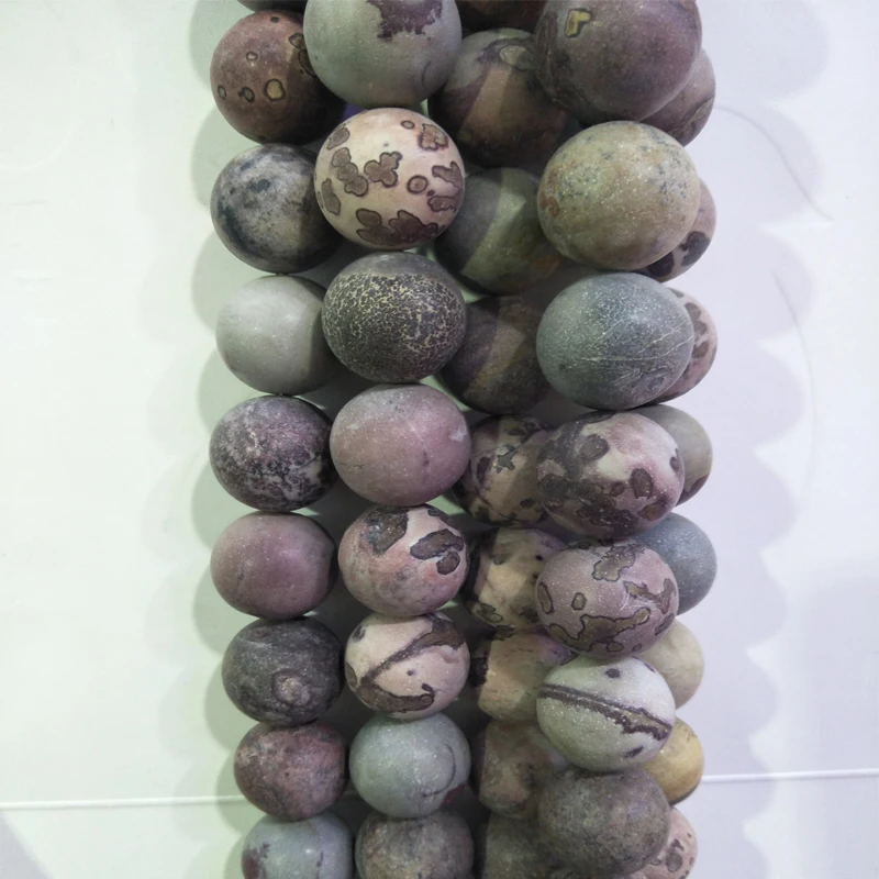 

18mm Round Natural Grass Flower Stone Beads Loose National Painting Stone Beads DIY Jewelry Making Factory Price Strand 16''