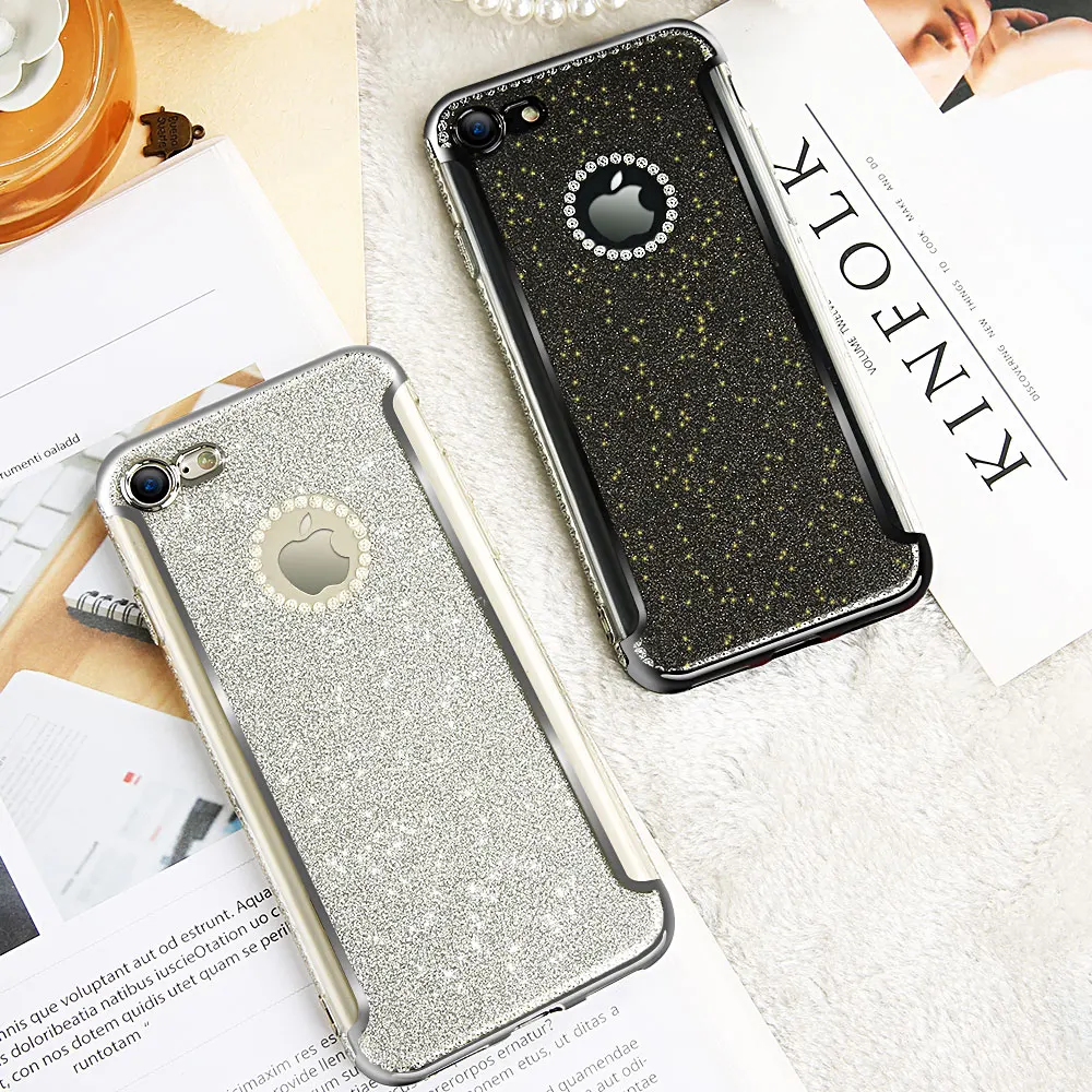 KISSCASE чехол со стразами и блестками для iPhone X XR XS Max Girly чехлы телефонов 5S SE 6s 7 8 Plus
