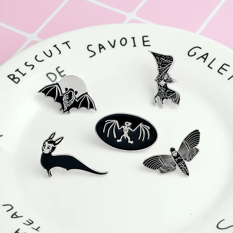 Хэллоуин Карнавал черный Панк Призрак скелет череп летучая мышь заколки жесткие