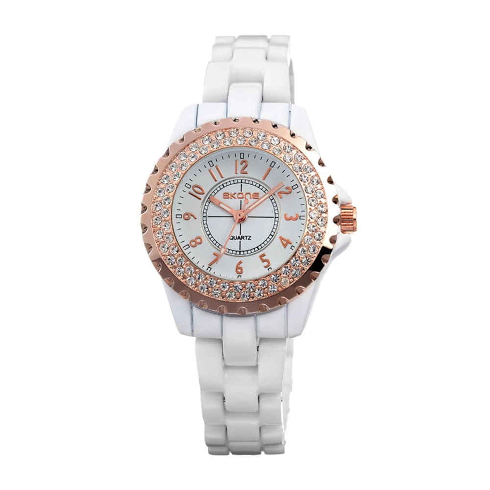 Керамика часы модные Повседневное Для женщин кварцевые relojes mujer SKONE Роскошные