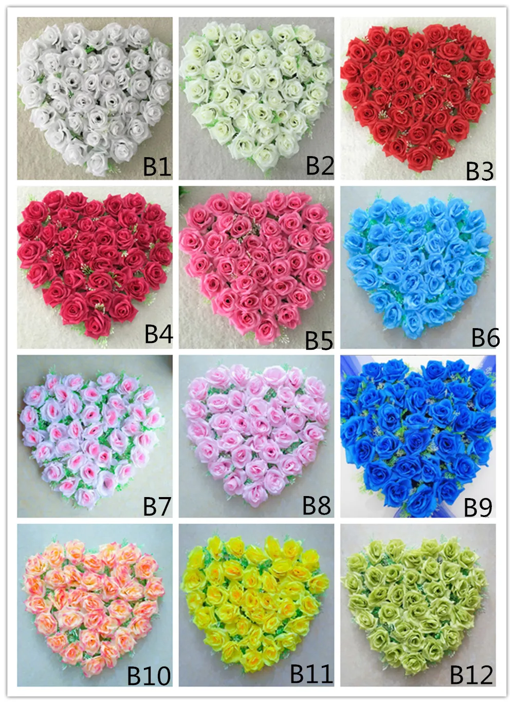 40x38cm Artificial Silk Heart Shape Lovely Rose Flower Ball for Wedding Car Door Floral Centerpiece Valentines Decorations
