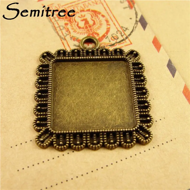 Винтажный квадратный кабошон основа камеи пустая Очаровательная подвеска для