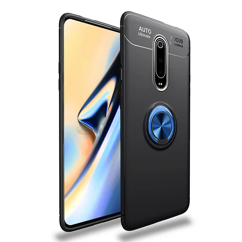 Ксиоми ми 9т про Чехол ALLORUS для Xiaomi Mi 9T чехлы Redmi Note 5 7 8 Pro 6A Case Магнитный силиконовый чехол-кольцо для Xiaomi mi A2 8 Lite 9 SE Pocophone F1 задняя чехол сяоми ноут 7 5 ми 8 а2 лайт чехол - Цвет: Black and Blue Case