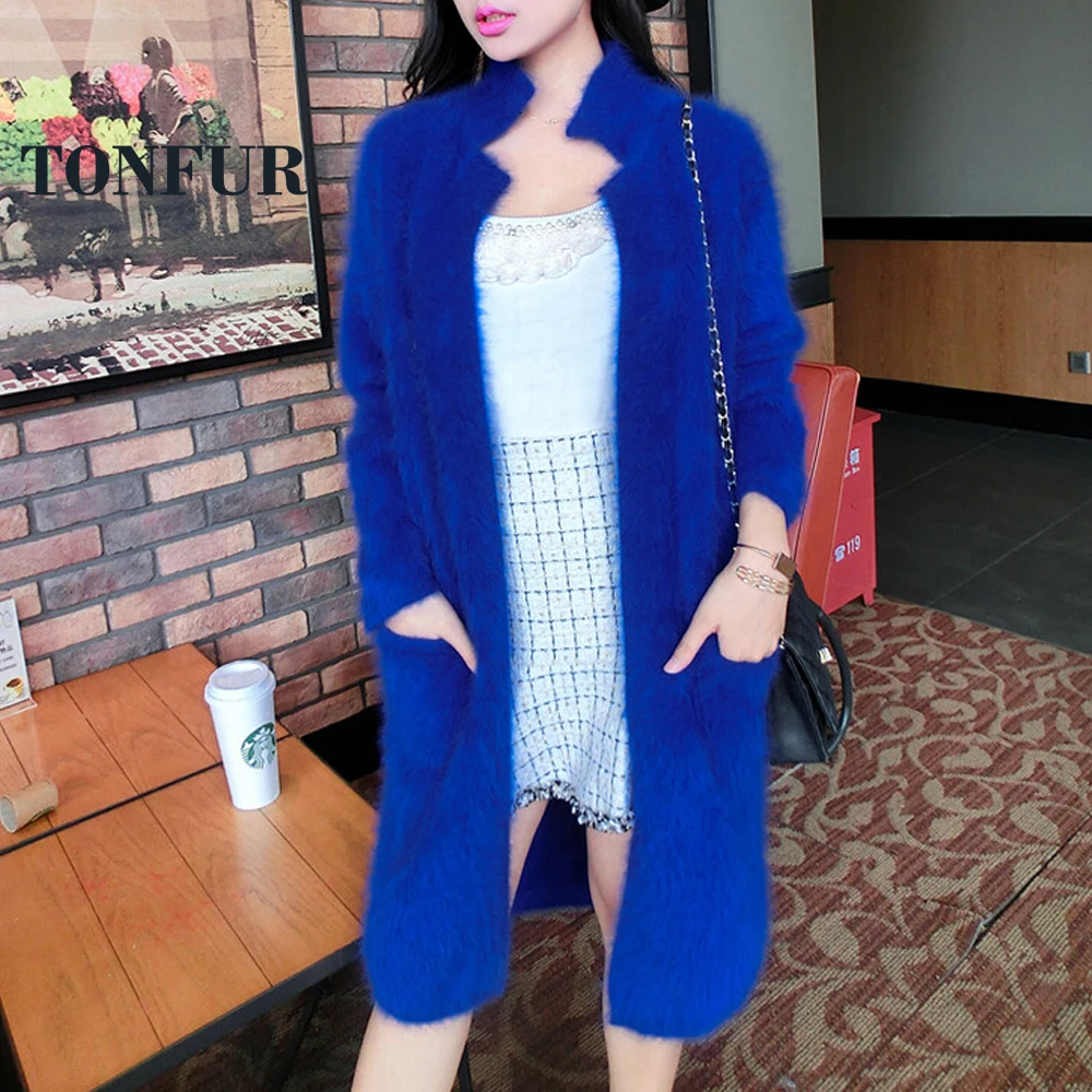 2021 100% натуральная норковая кашемировая длинная куртка Женская модная