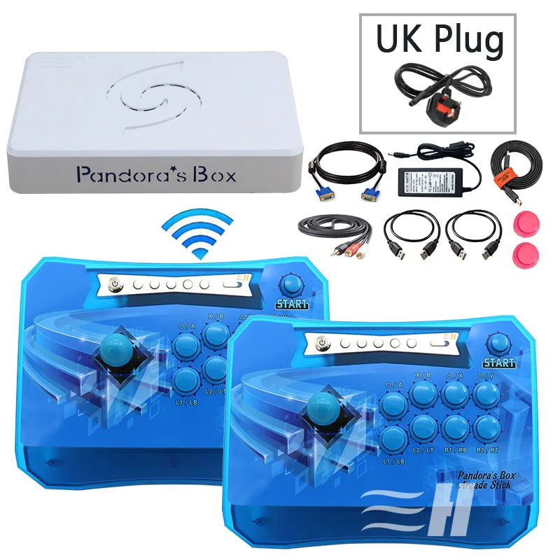 Pandora's Box 6 1300 в 1 беспроводной игровой контроллер 2 плеера черный/зеленый/красный/синий цвета консоль джойстик аркадные игры; USB HDMI VGA - Цвет: 2P 2 blue UK plug