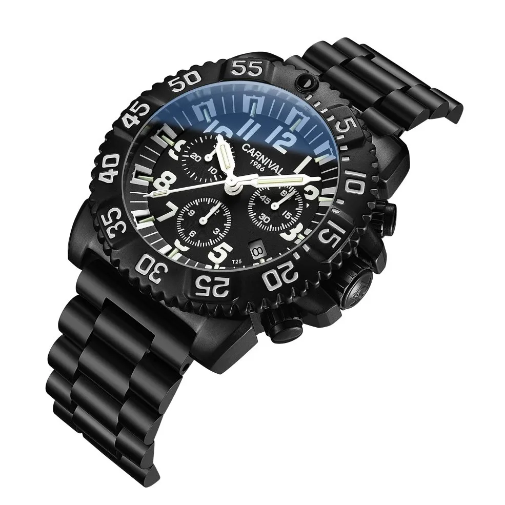 Relogio masculino Switzerland CARNIVAL Tritium кварцевые часы для мужчин импортные Move Мужские t Сапфир
