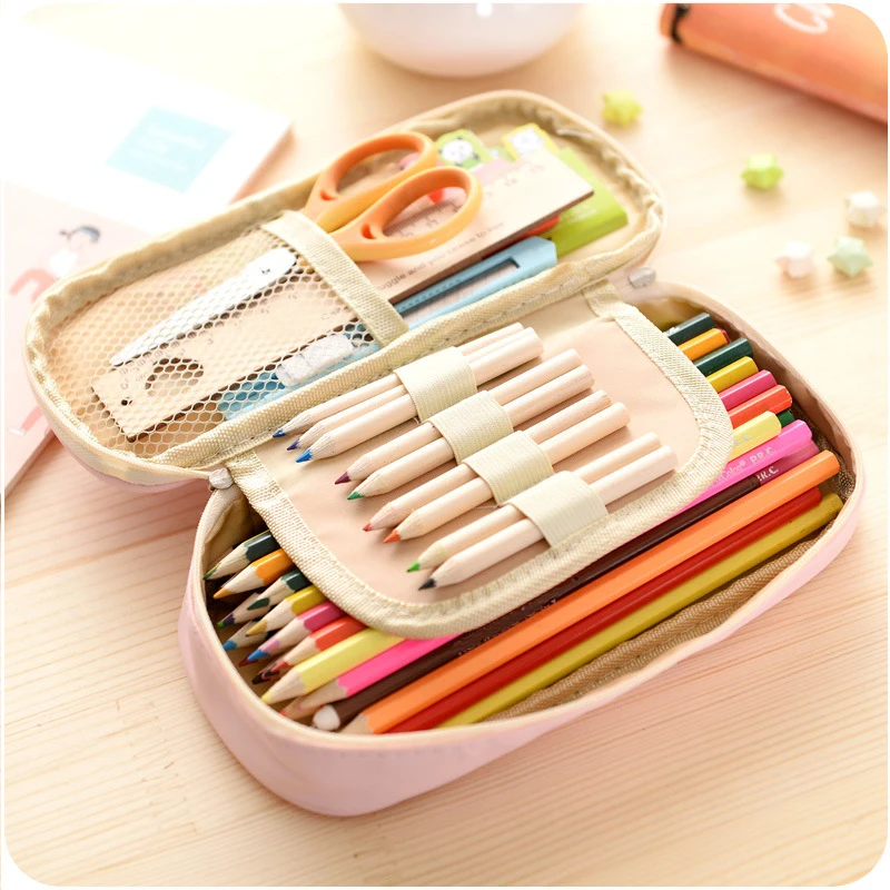 1pc Kawaii Girl Design Pencil Case Large Capacity Pen Bag Childern Student School Stationery Supplies Bags Random Color|Пеналы| |