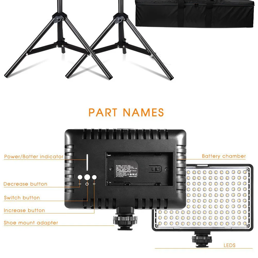 Capsaver TL-160S 2 комплекта светодиодный светильник для видеокамеры Освещение для фотосъемки с штативом подставка для видеосъемки Youtube