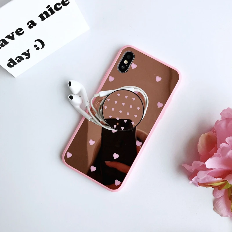 Ins mobile phone case with stand for iPhonexs max mirror 8/7plus anti-fall |